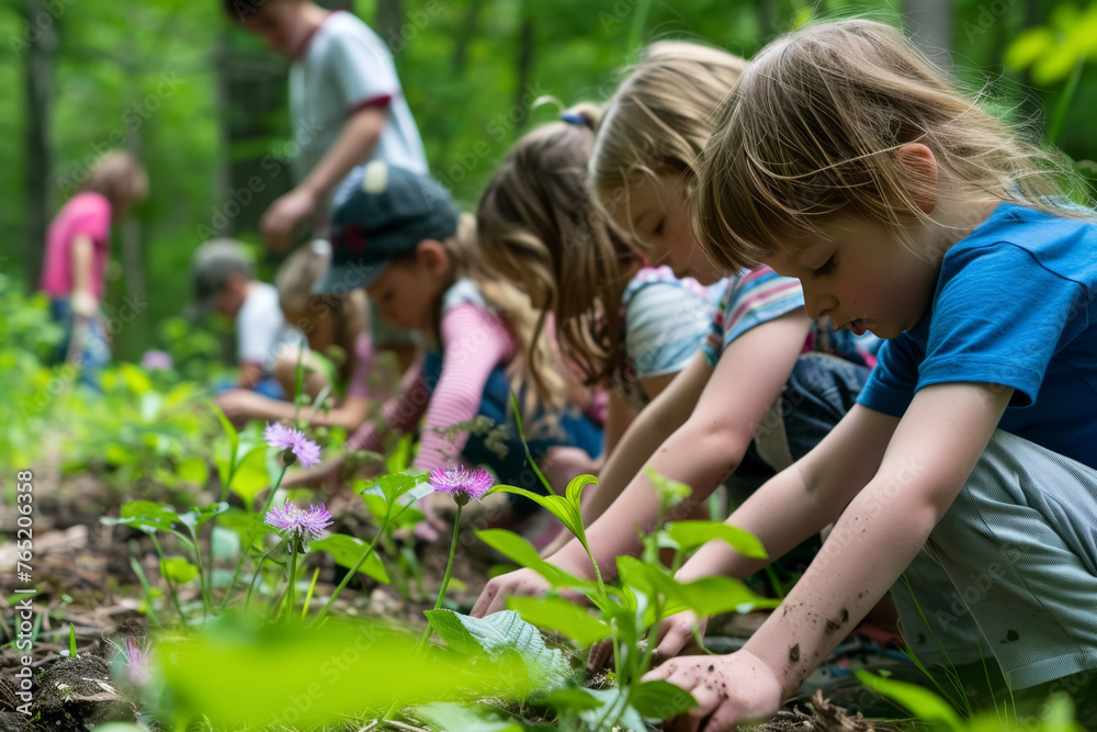 Children Planting in the Woods Children Planting in the Woods