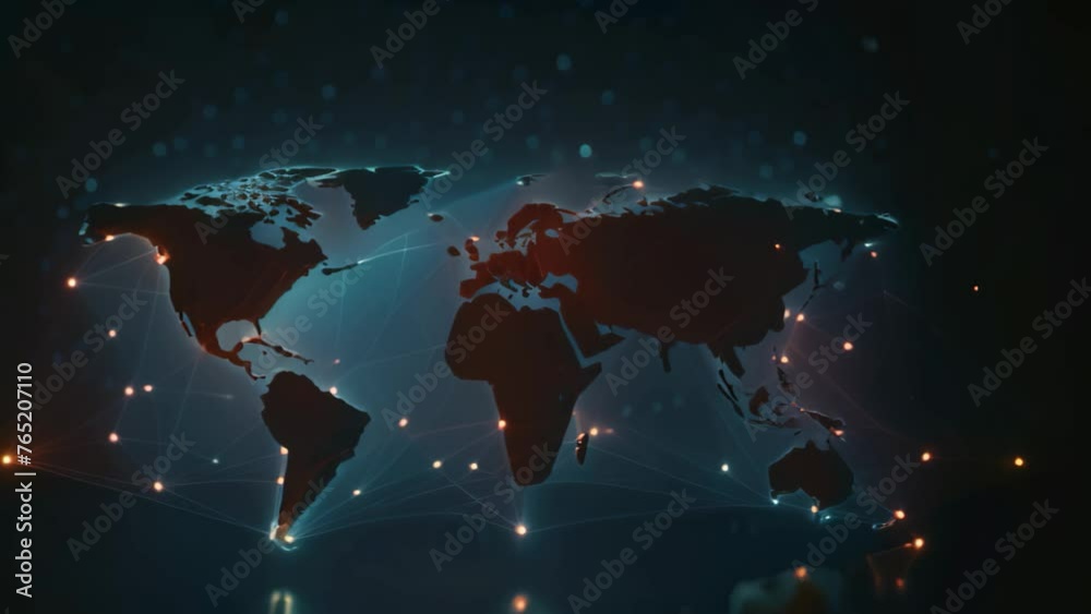 Digital world map on blue background. 3d rendering toned image double ...