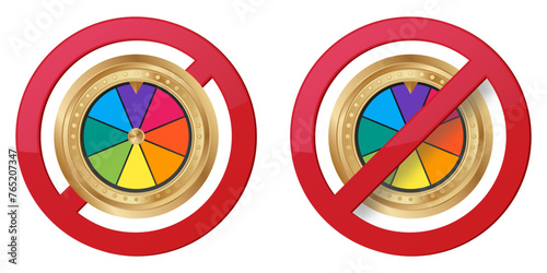 illegal gambling ban prohibit icon. Not allowed online casino. Forbidden fortune leisure games