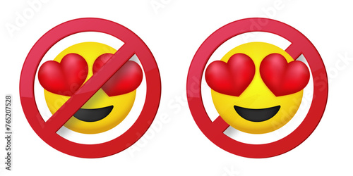 love emoji ban prohibit icon. Not allowed taboo . Forbidden taboo icon