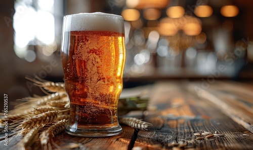 Frothy fresh beer glass wit...