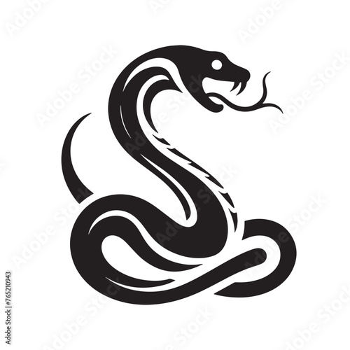 Retro Styled Snake Silhouettes, Stylish Retro Snake Illustration, Snake Silhouette Art, Vintage Styled Reptile Silhouettes, Black and White Retro Snake Illustration