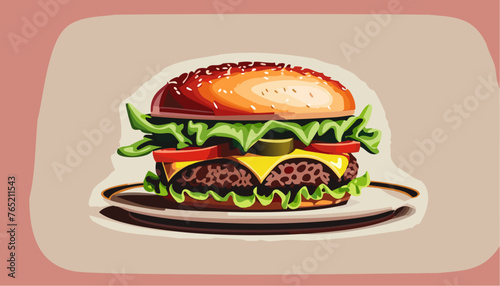 Burger with a salad on the plate
