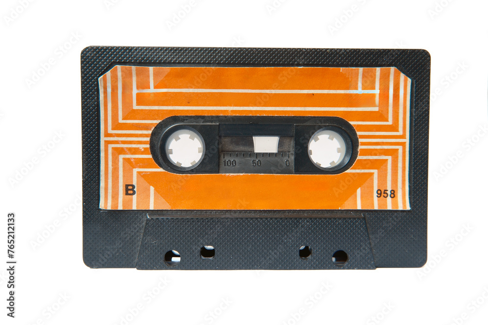 Naklejka premium Retro style audio cassette isolated on a white.
