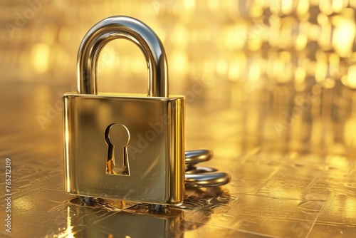 Gold padlock with code to secure storage