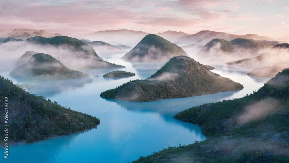 Mountain landscape with a river in the foreground. Ai generative Mountain landscape with a river in the foreground. Ai generative