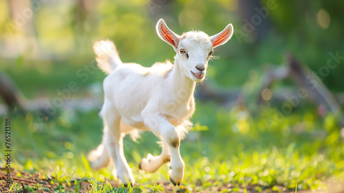 white goat on green grass