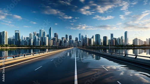 Highway and modern city panorama