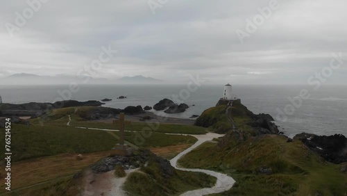Historic Tŵr Mawr Lighthouse on Welsh Island