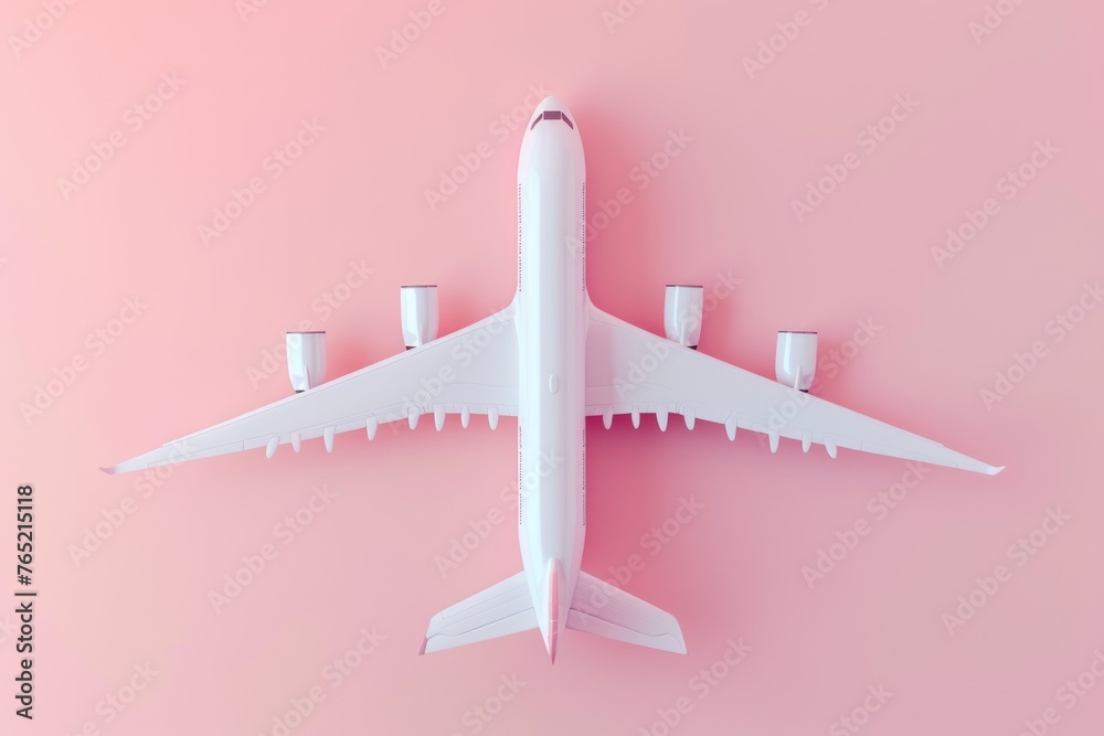 Model plane airplane on pastel color background.Flat lay design. Model plane airplane on pastel color background.Flat lay design.