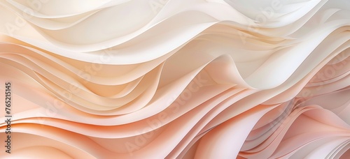 A closeup of an abstract paper sculpture, with multiple layers and a smooth gradient from light beige to peach pink Generative AI