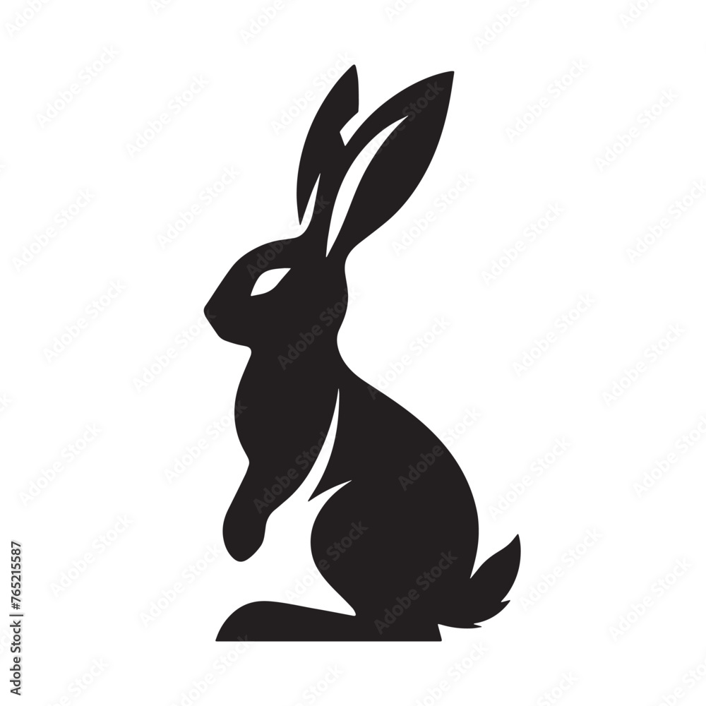 Retro Rabbit Silhouettes in Monochrome, Vintage Rabbit Silhouettes ...