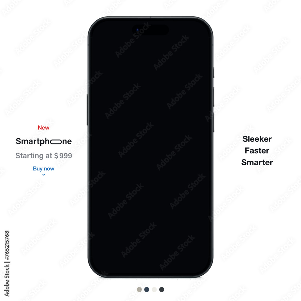new frameless smartphone grey color with black screen front view ...