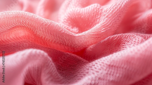 Gentle folds of a soft pink gauzy fabric captured up close, presenting a dreamy and delicate visual suitable for soft backgrounds