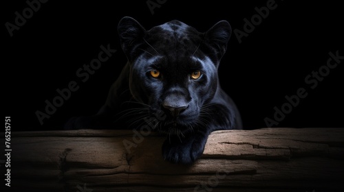 Black jaguar hide in the darkness