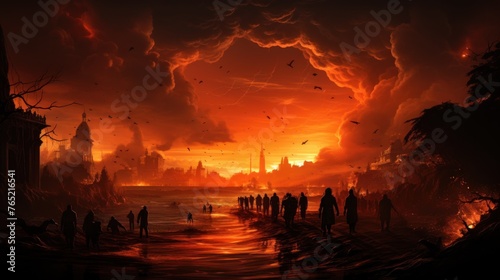 Apocalyptic Vision of a City in Sunset