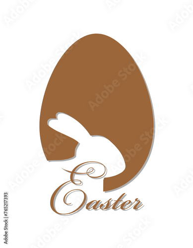 Happy easter. Silhouette of an egg and a rabbit on a white background.