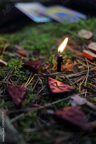 runes candle magic ritual cards Toro amulet amulet
