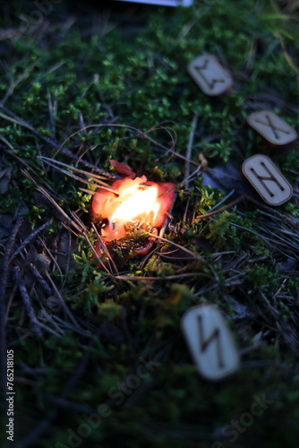 runes candle magic ritual cards Toro amulet amulet