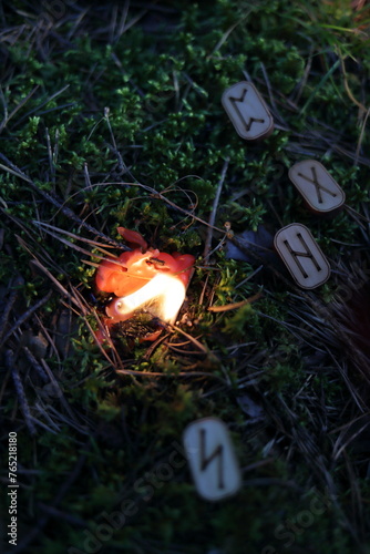 runes candle magic ritual cards Toro amulet amulet