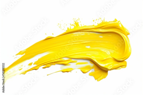 Yellow stroke of paint isolated on white background, Yellow stroke on paint, yellow stroke, stroke of yellow paint isolated