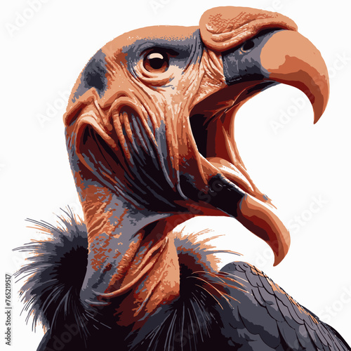 Vulture on branch, white background. Suitable for wildlife blogs, educational materials, Africanthemed designs, and nature conservation campaigns.