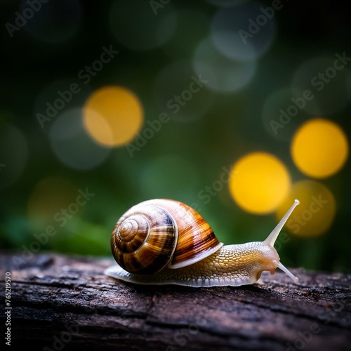 Snail crawling close-up. Generative AI