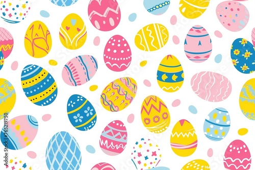 Happy easter watercolor illustration. Multi-colored Easter eggs. Generated ai