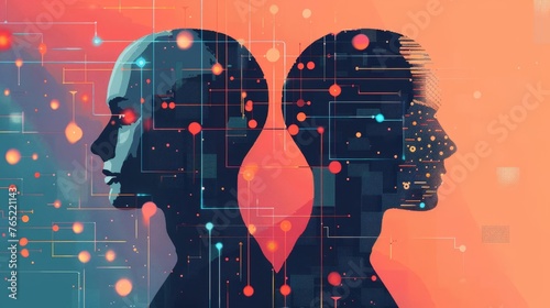 AI-Powered Natural Language Processing Connecting Humans and Machines, Conceptual Illustration photo