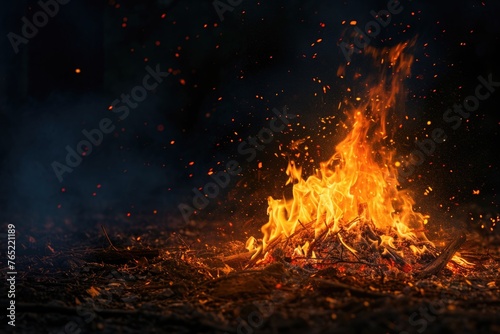 Fire  Fire of Holika dahan in night photo