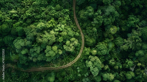 Breathtaking Aerial View of a Lush Green Nature Trail, Scenic Landscape Photography
