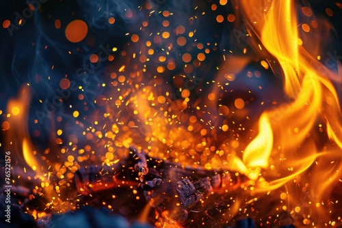 Sparkling fire in Holi Holika Dahan Festival