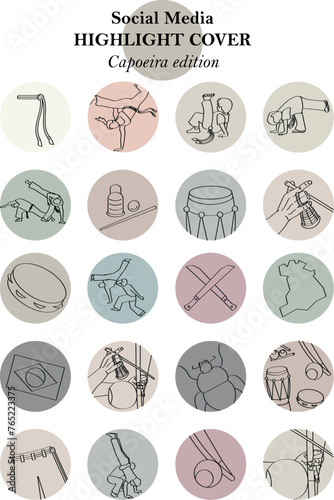 Social media highlight cover set, capoeira edition.