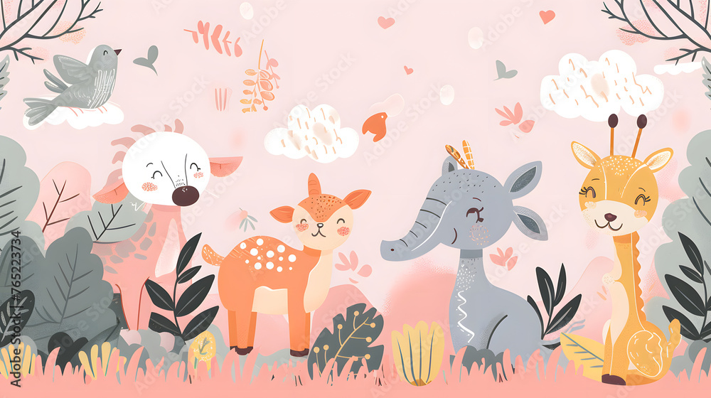 Naklejka premium Pale animal background for text and presentations, animal wallpaper