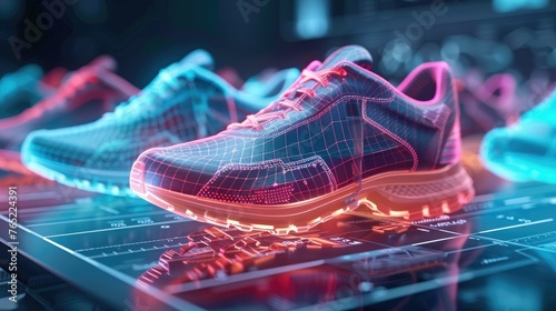 Tech-powered custom shoe fitting and manufacturing with 3D foot scanning, solid color background, 4k, ultra hd