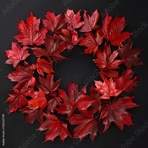 Happy Canada Day red silk leaves