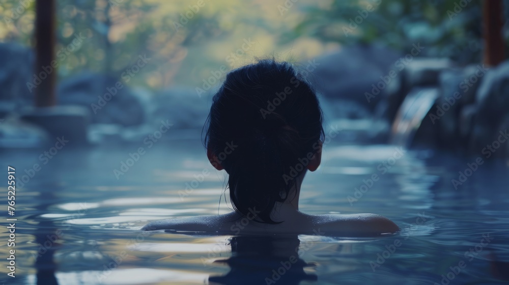woman enjoying hot springs generative ai woman enjoying hot springs generative ai