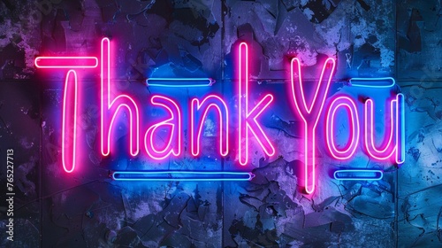 Colorful vibes on a dark background with modern neon thank you signs