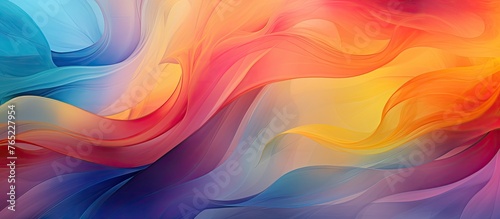 A detailed closeup of a vibrant abstract background resembling a watercolor painting with a rainbow of colors including magenta and electric blue, creating a mesmerizing pattern in the sky