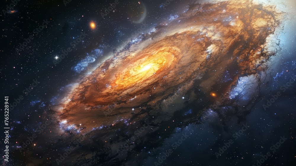 Immense galaxy in vast space, awe-inspiring cosmic scene of stars and nebula - obrazy, fototapety, plakaty 