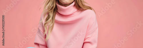 Casual Chic Women's Outfit Featuring High-Waist Skinny Jeans and Soft Pink Turtleneck from JC Penney photo