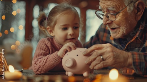grandfather encouraging savings generative ai photo
