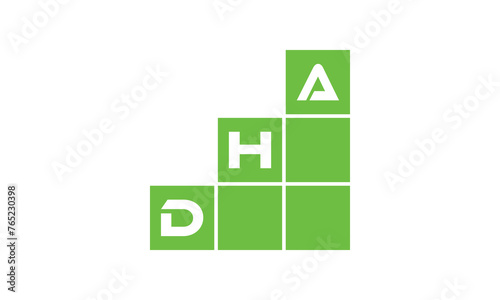 DHA initial letter financial logo design vector template. economics, growth, meter, range, profit, loan, graph, finance, benefits, economic, increase, arrow up, grade, grew up, topper, company, scale