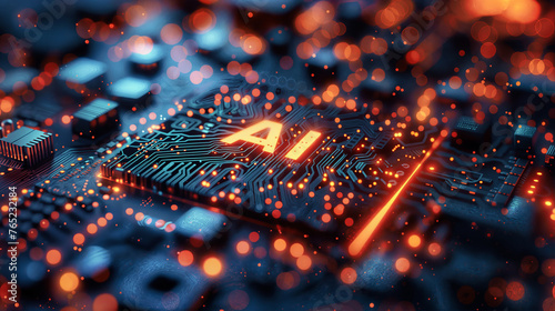 a circuit board with AI chip, concept of future computer technology © Christian Müller