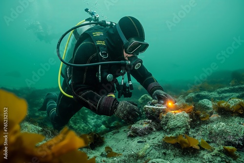 Diver exploring the ocean floor