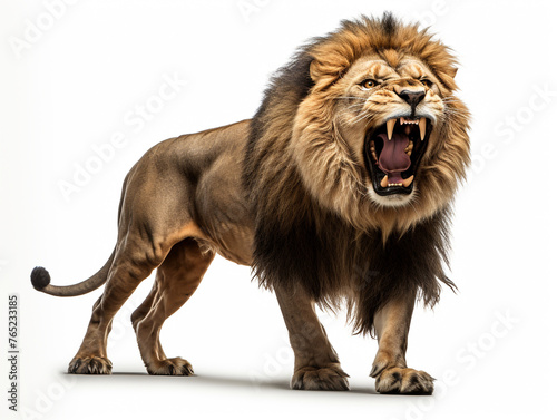 A majestic lion roaring isolated on white background cutout   reated with Generative Ai