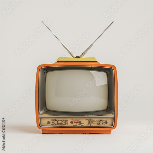 Small retro TV on a gray background