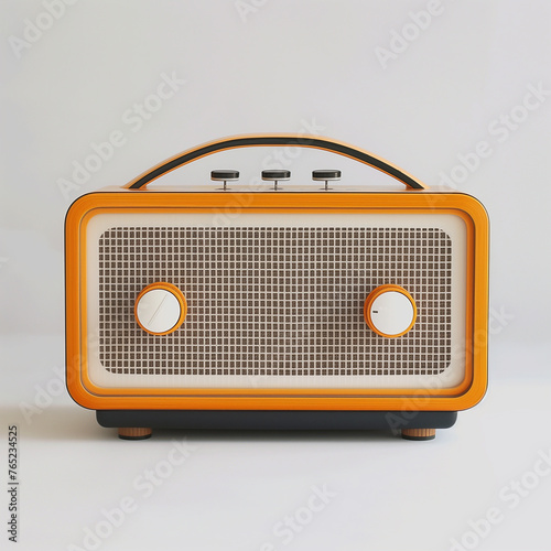 Wood retro radio on a gray background