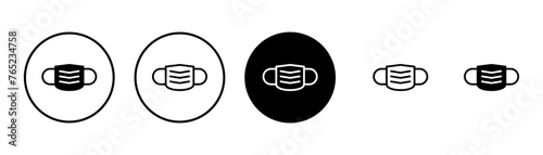 Mask icon vector isolated on white background. Man face with mask icon. Safety breathing masks. Industrial safety N95 mask. Medical mask vector icon.