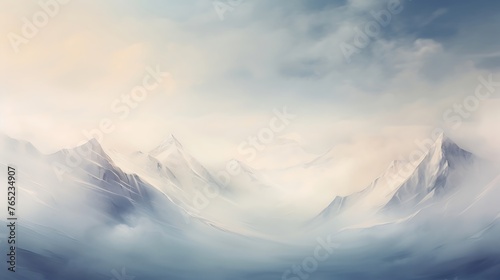 An awe-inspiring blurred background showcasing the majesty of snowy mountains. 